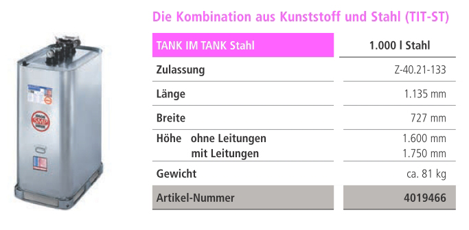 Buderus Schütz TIT-ST 1000 l Stahl 