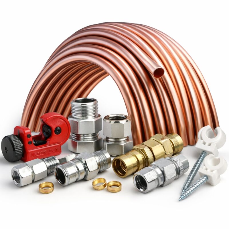 Kesselversorgung Kupferrohr, Zubehör und verschraubungen
